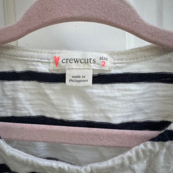 NWOT Crewcuts 2T Blue & White Stripe & Shiny Champagne Long Sleeve Girls Dress - Picture 4 of 5